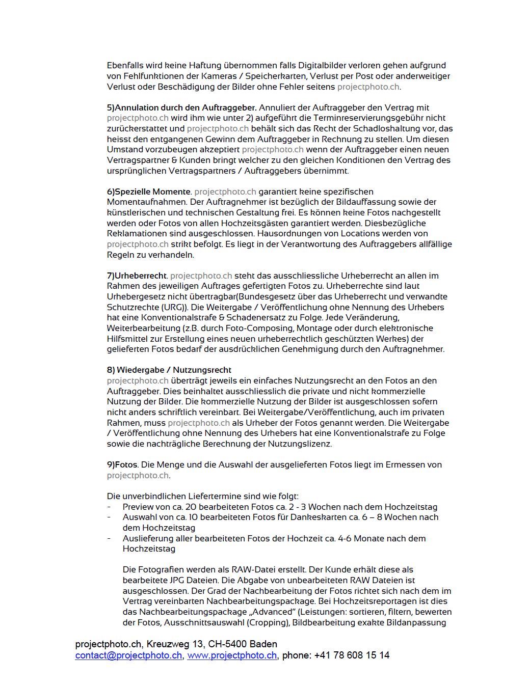 AGB Vertragsbedingungen 2019 Brautpaar